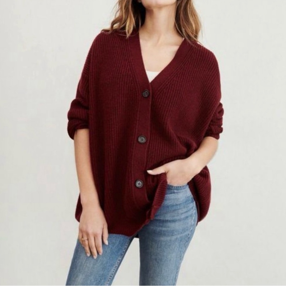 Jenni Kayne Cashmere Cocoon Cardigan Burgundy XS